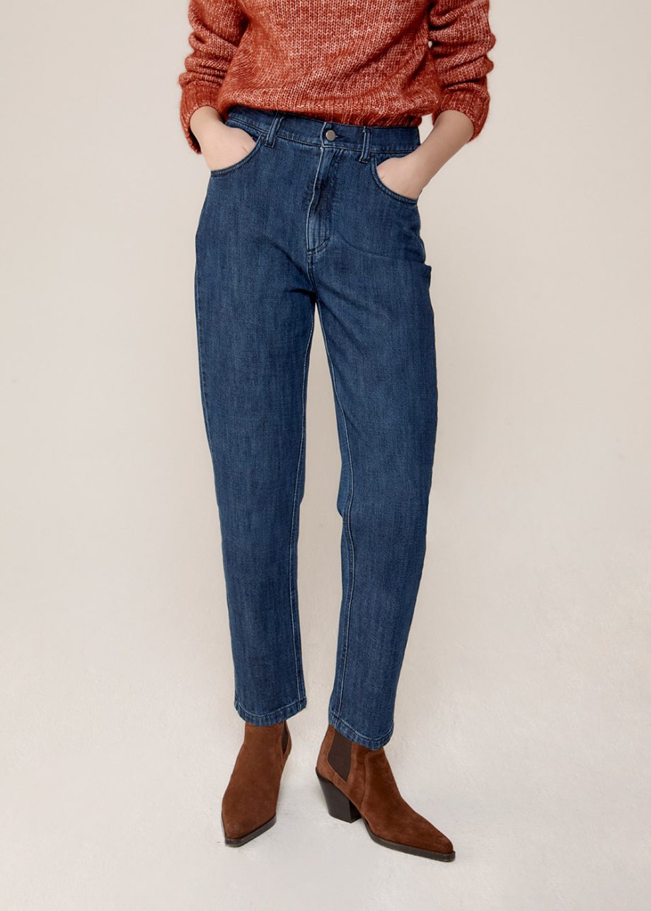 Biancalancia - PANTALONI BOY FIT IN DENIM CON ELASTICO IN VITA, BLU - immagine 2