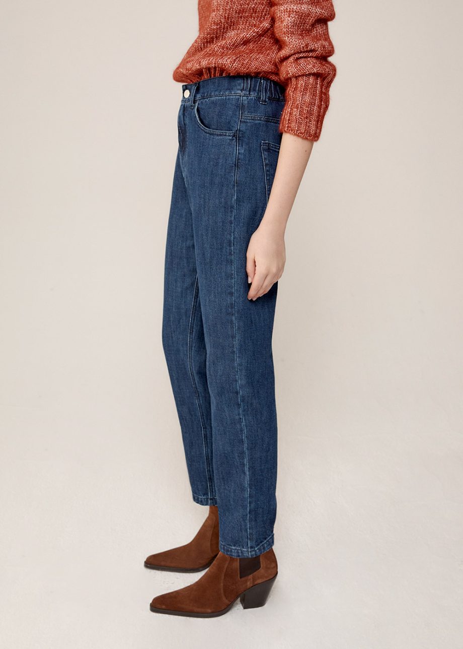 Biancalancia - PANTALONI BOY FIT IN DENIM CON ELASTICO IN VITA, BLU - immagine 4