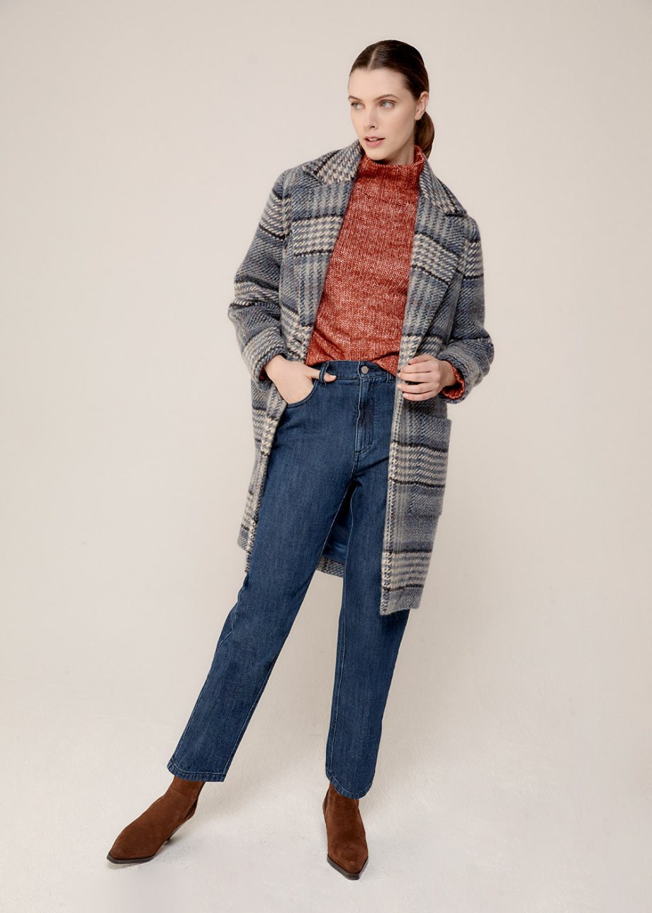 Biancalancia - PANTALONI BOY FIT IN DENIM CON ELASTICO IN VITA, BLU