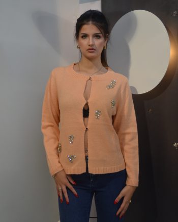 CORTE DEI GONZAGA- CARDIGAN COLOR ROSA ANTICO CON SWAROSKY