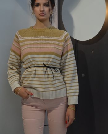 CORTE DEI GONZAGA- MAGLIONE A RIGHE BURRO E CAMMELLO