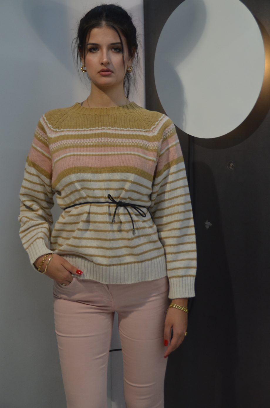 CORTE DEI GONZAGA- MAGLIONE A RIGHE BURRO E CAMMELLO