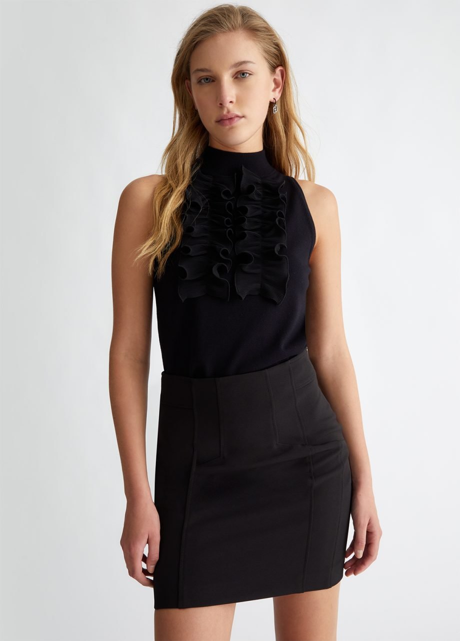 LIU JO - Top in maglia con rouches