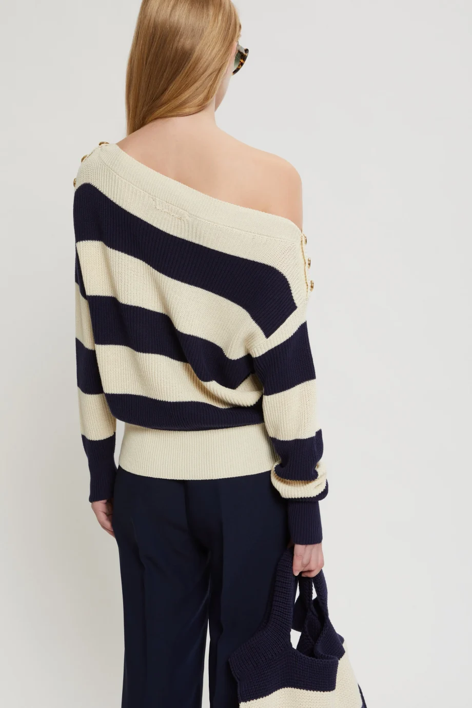 ERMANNO SCERVINO - MAGLIA MARINIÈRE A COSTE CON BOTTONI ALLE SPALLE - immagine 4