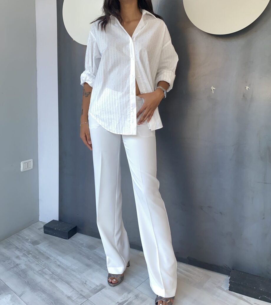 ERMANNO SCERVINO - Camicia Bianca con strass all over - immagine 9