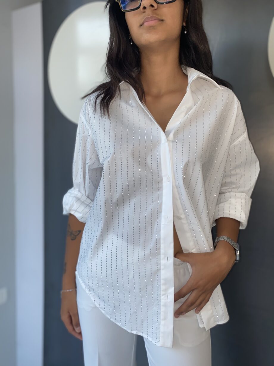 ERMANNO SCERVINO - Camicia Bianca con strass all over