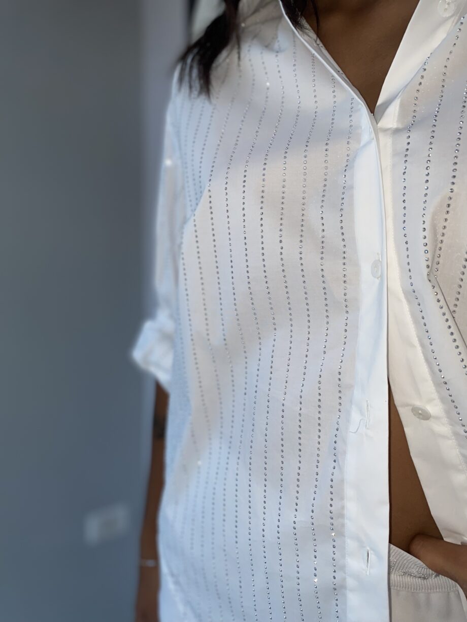 ERMANNO SCERVINO - Camicia Bianca con strass all over - immagine 8