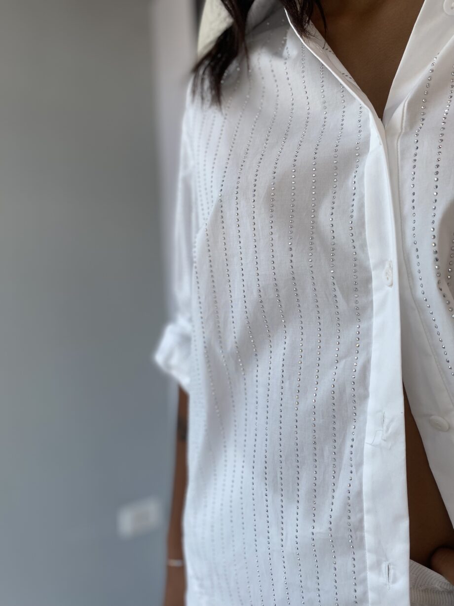 ERMANNO SCERVINO - Camicia Bianca con strass all over - immagine 4