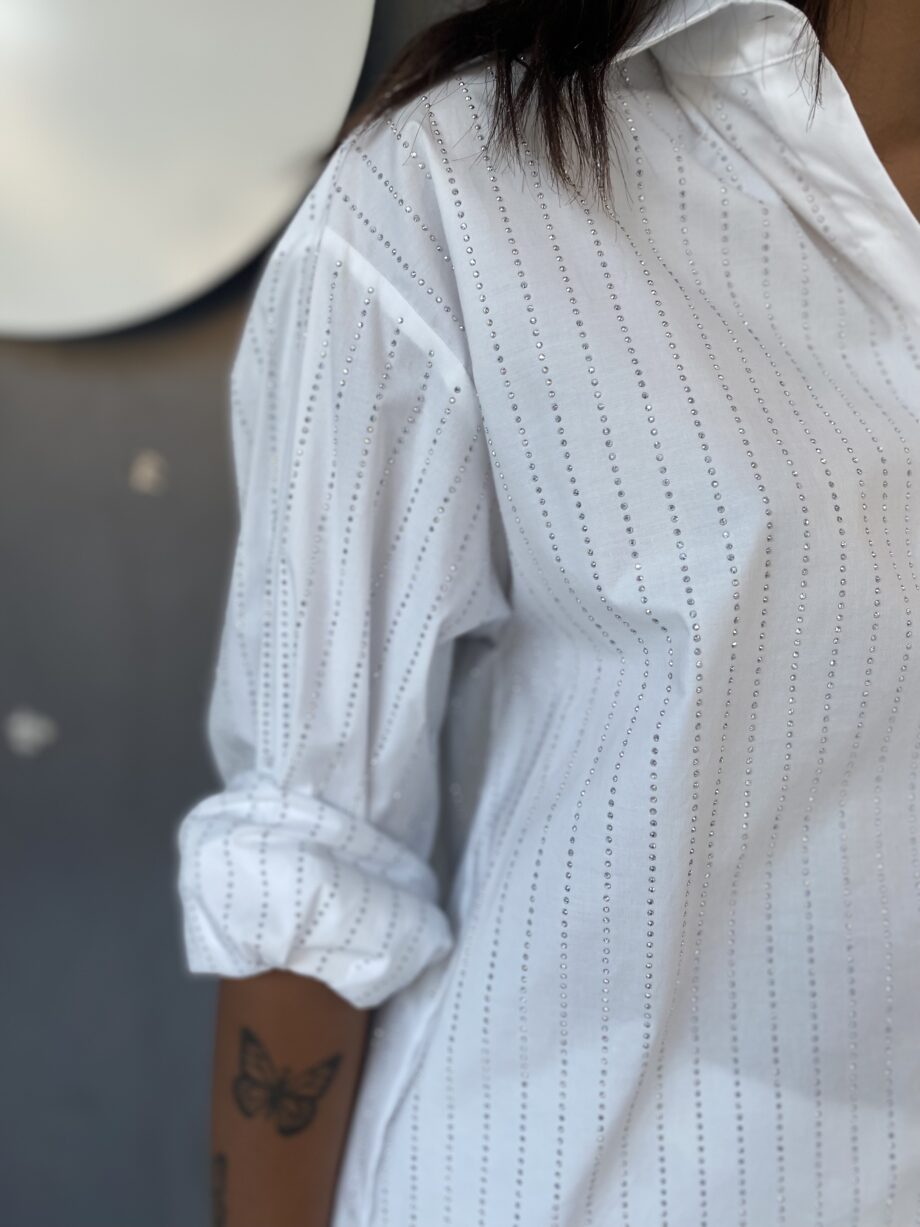 ERMANNO SCERVINO - Camicia Bianca con strass all over - immagine 7