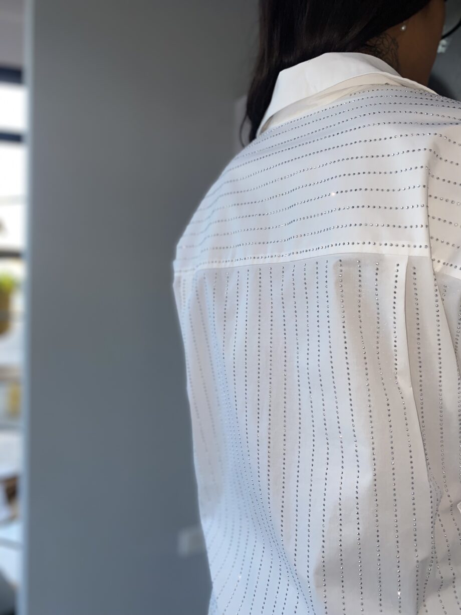 ERMANNO SCERVINO - Camicia Bianca con strass all over - immagine 6
