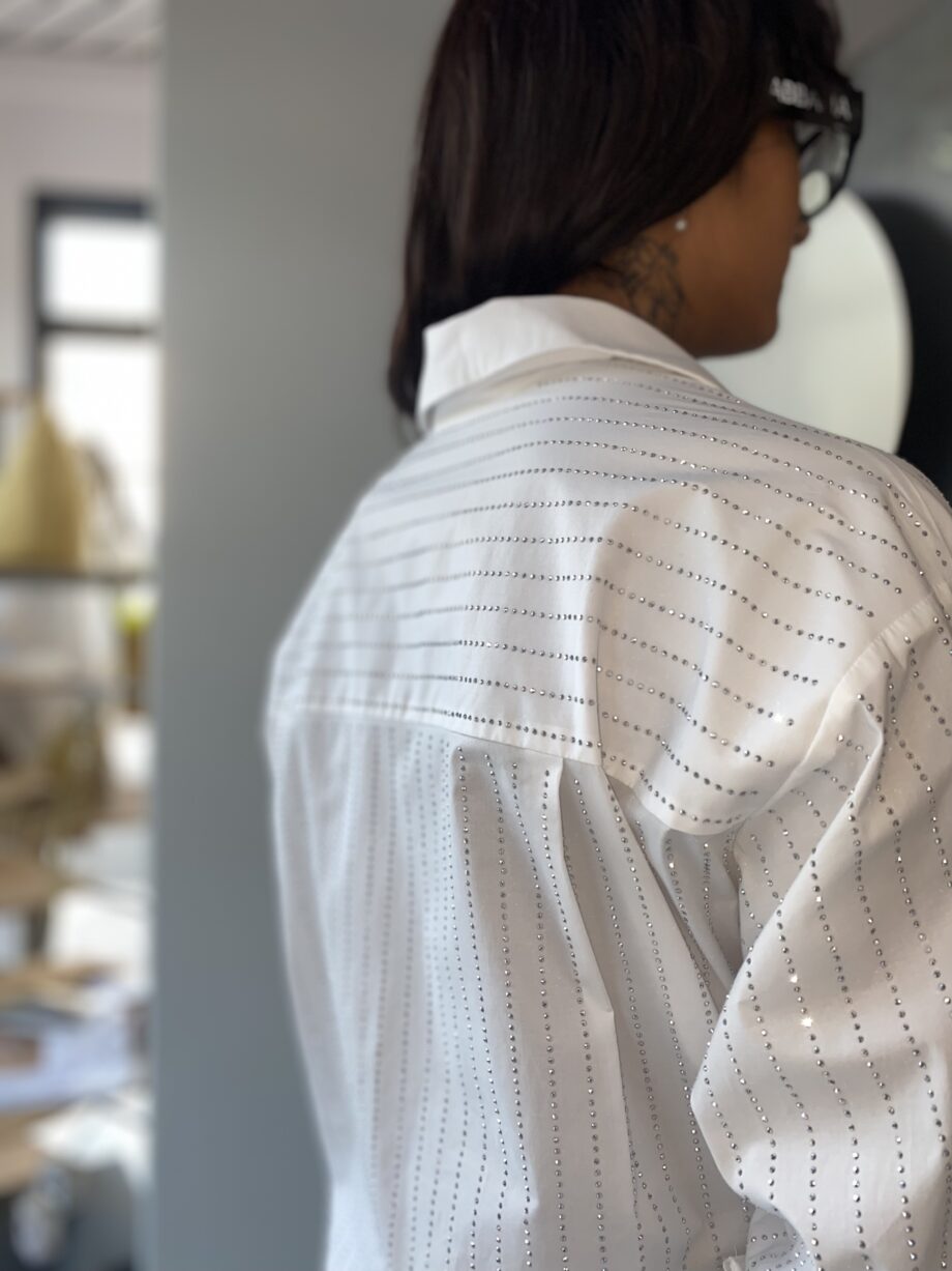 ERMANNO SCERVINO - Camicia Bianca con strass all over - immagine 5