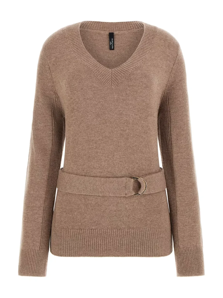 MARCIANO - Maglione scollo a V con cintura in vita
