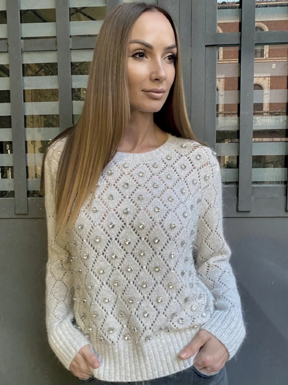 LUCKYLU - Maglione girocollo con decorazioni