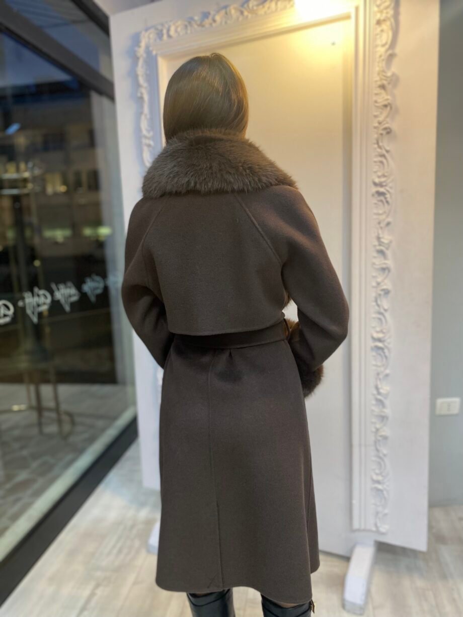 MARCIANO - Cappotto scollo con frange e collo/polsi eco-pelliccia removibile - immagine 6