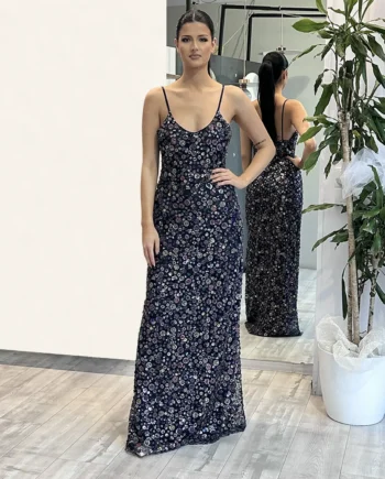 NOELL MAGGINI - Abito ricamato con pietre di vetro