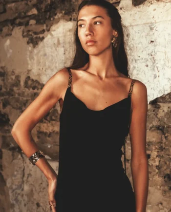 NOELL MAGGINI - Abito in viscosa mano fredda con spalline stampa Leopardata