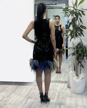 NOELL MAGGINI - Tubino paillettes e piume di struzzo