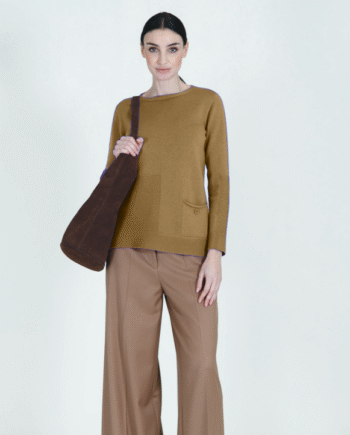 Mirella Matteini - Maglione marrone con dettaglio taschino