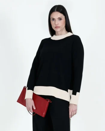 Mirella Matteini - Maglione nero bordato bianco