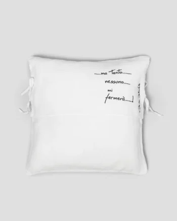 DANIELA DALLAVALLE - FEDERA IN LINO LEGGERO CON FRASE DECORATIVA