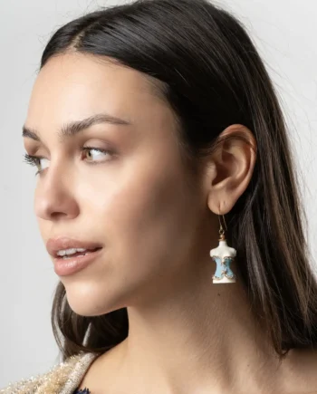 DANIELA DALLAVALLE - Orecchino con ciondolo busto donna azzurro