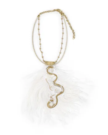 DANIELA DALLAVALLE - Collana bianca con piume