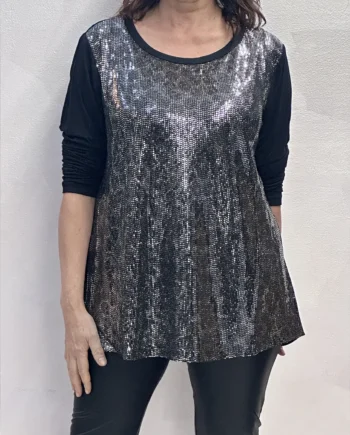 Sophia - Maglia girocollo con decorazioni argento