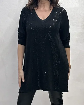 Sophia - Maglia con scollo a V e decorazioni nere