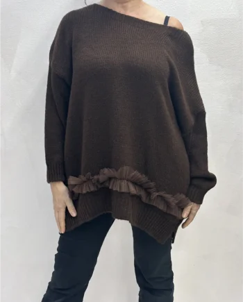 Sophia - Maglia con decorazione in tulle moro