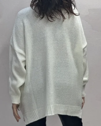 Sophia - Maglia con decorazione in tulle panna