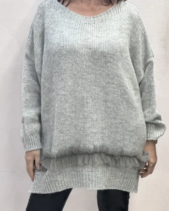 Sophia - Maglia con decorazione in grigio perla
