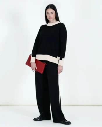 Mirella Matteini - Maglione nero bordato bianco