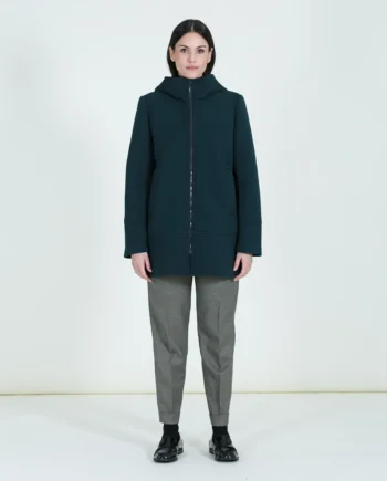 Mirella Matteini - Cappotto verde bosco con zip