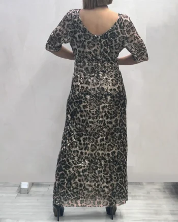 Sophia - Abito lungo leopardato in paillettes