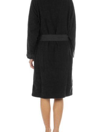 DANIELA DALLAVALLE - Accappatoio nero in spugna con rifiniture in lino