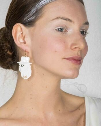 DANIELA DALLAVALLE - Orecchino pendente con ciondolo bianco