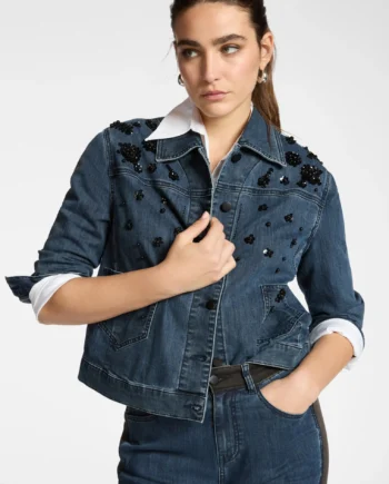 ELENA MIRÒ - Giacca in denim ricamata