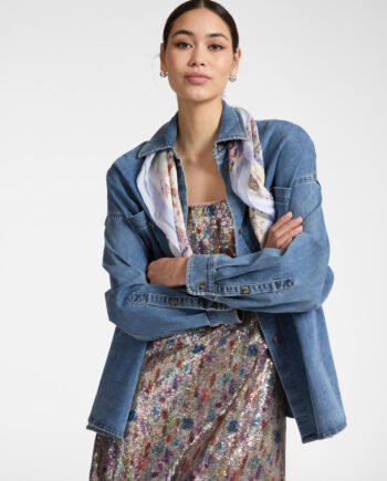 ELENA MIRÒ - Camicia oversize in denim con foulard