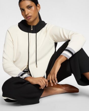 ELENA MIRÒ - Maglia zip bimaterica in viscosa