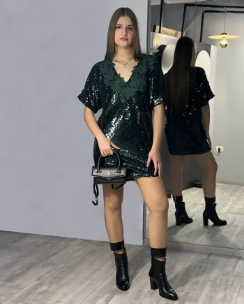 ERMANNO SCERVINO - Abito corto verde con paillettes
