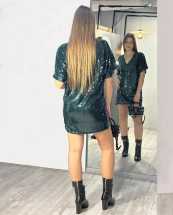 ERMANNO SCERVINO - Abito corto verde con paillettes