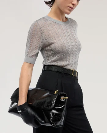 Trussardi - Borsa a tracolla Orbita media con catena in pelle cracklé