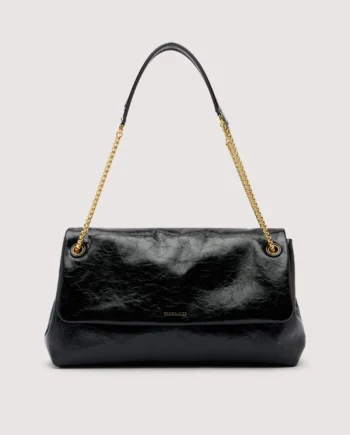 Trussardi - Borsa a tracolla Orbita media con catena in pelle cracklé