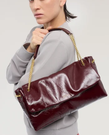 Trussardi - Borsa a tracolla Orbita media con catena in pelle cracklé