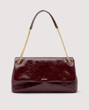 Trussardi - Borsa a tracolla Orbita media con catena in pelle cracklé