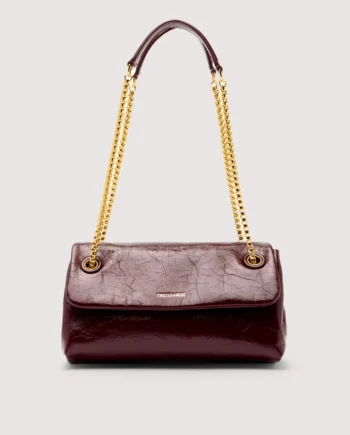 Trussardi - Borsa a tracolla Orbita mini con catena in pelle cracklé