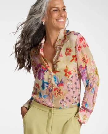 ELENA MIRÒ - CAMICIA STAMPATA IN GEORGETTE DI VISCOSA