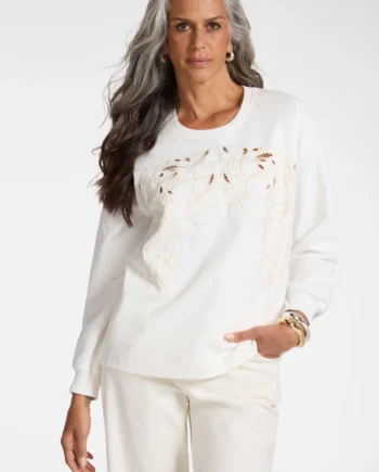 ELENA MIRÒ - FELPA IN COTONE STRETCH GIROCOLLO