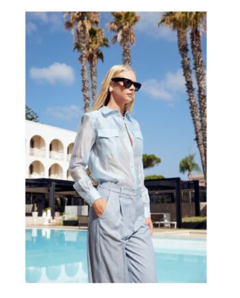 Fly Girl - CAMICIA AVVITATA CON TASCHINI COLOR MORO