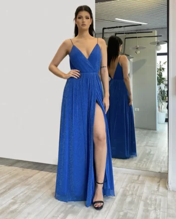 Sologioie - Abito lungo plissettato cin spacco laterale